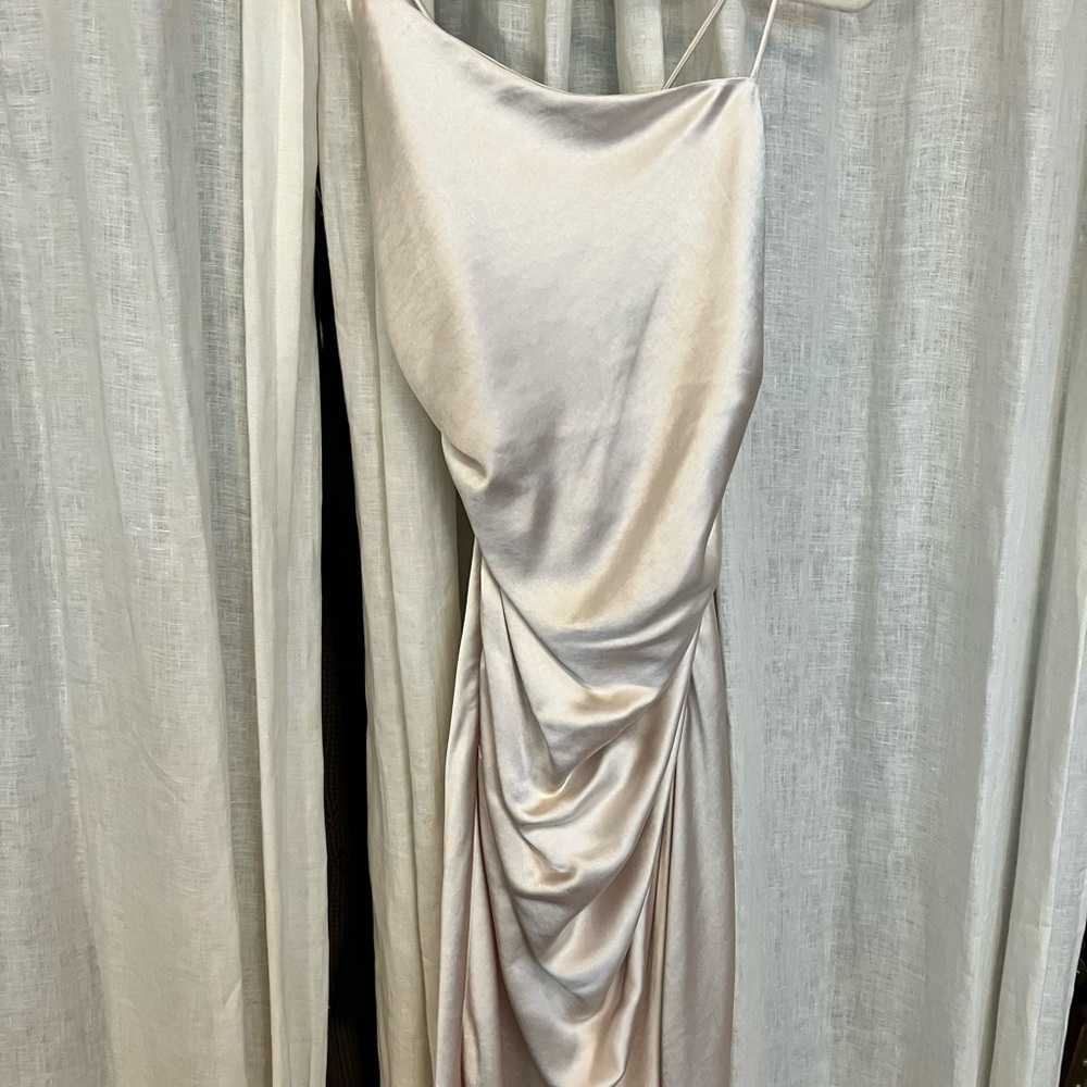 Satin Champaign Backless Midi Dress by Line and Dot